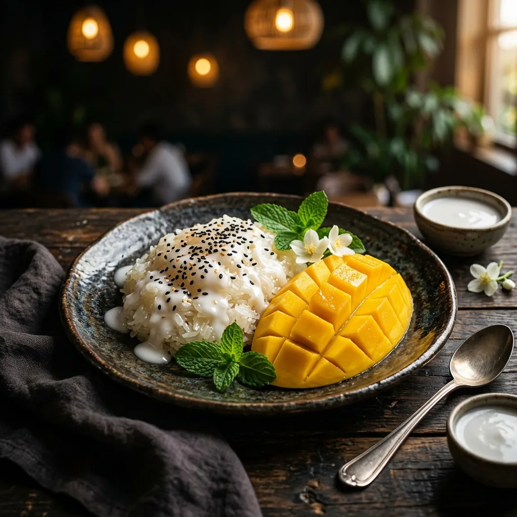 Thai mango sticky rice dessert