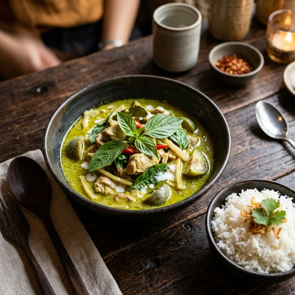 Thai green curry with fresh herbs